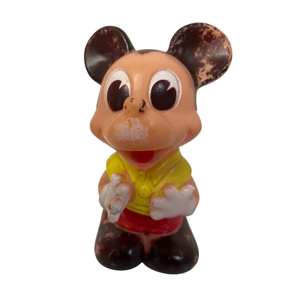 Vintage‎ Mickey Mouse Rubber Toy Figure 5 1/2" Italy Collectible Read
